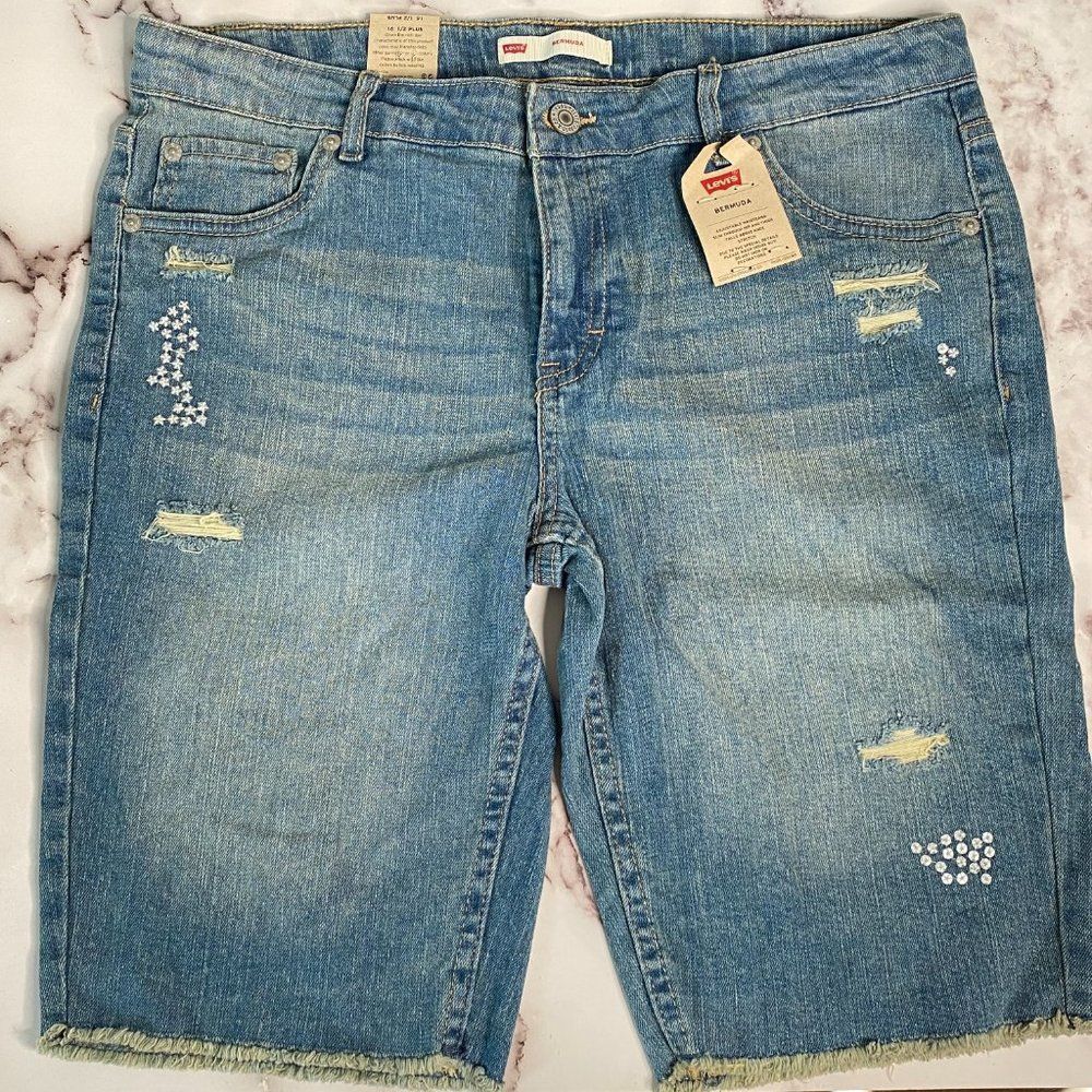 LEVIS Girls Light Blue Bermuda Shorts | Size: 16